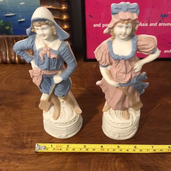 Porcelain Ceramic Figurines Girl in Pink, Boy in Blue - Picture 6 of 9